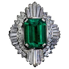Verlobungsring mit 2 Karat kolumbianischem Smaragd und Diamant