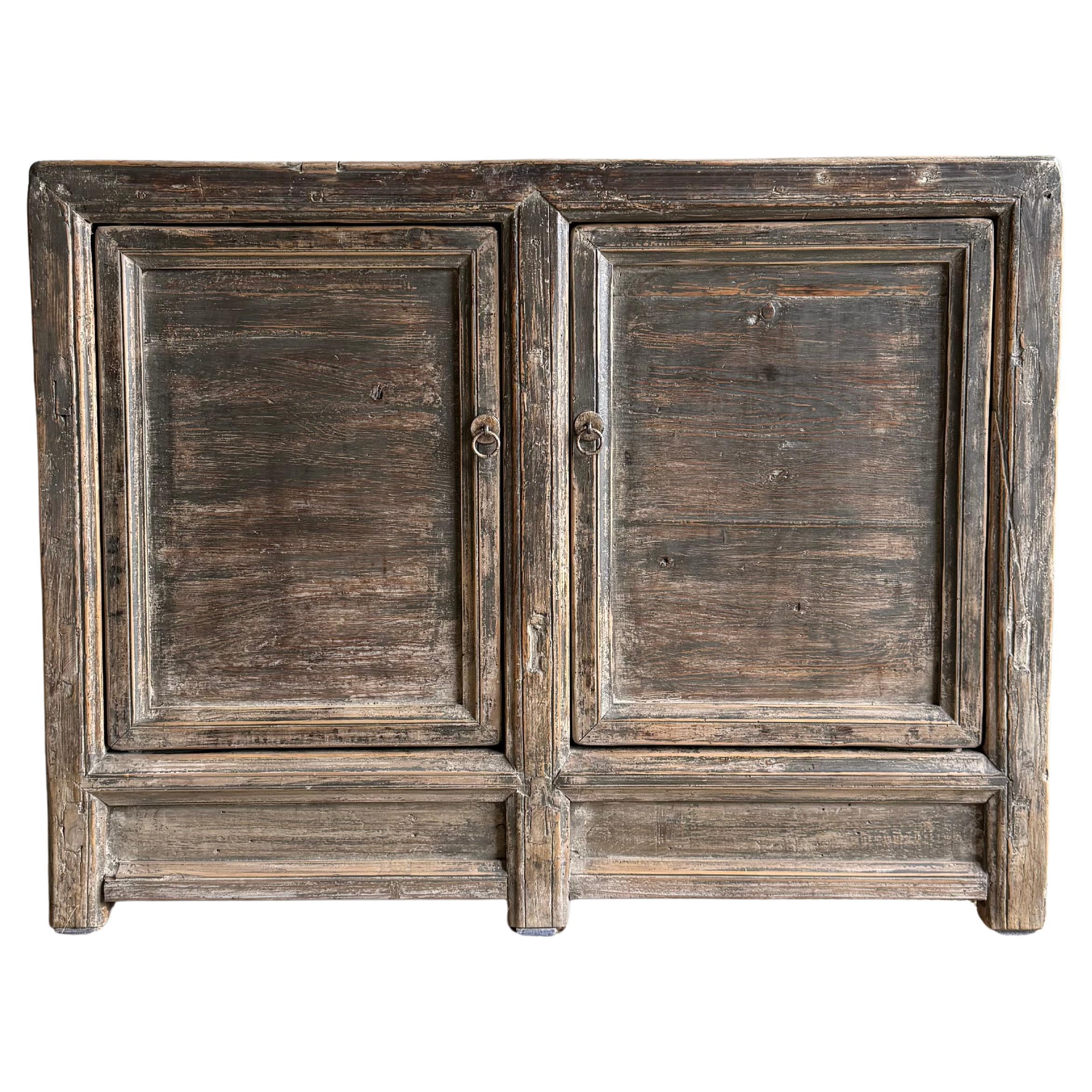 Vintage 2 Door Painted Elm Wood Cabinet