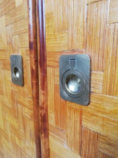 Vintage 2 Door Wardrobe in Wicker Cane, Rattan and Bamboo by Dal Vera, 1970s