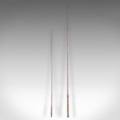 Vintage 2 Fishing Rod Case, Japanese, Bamboo, 11ft, 8ft, Champion, Mid Century