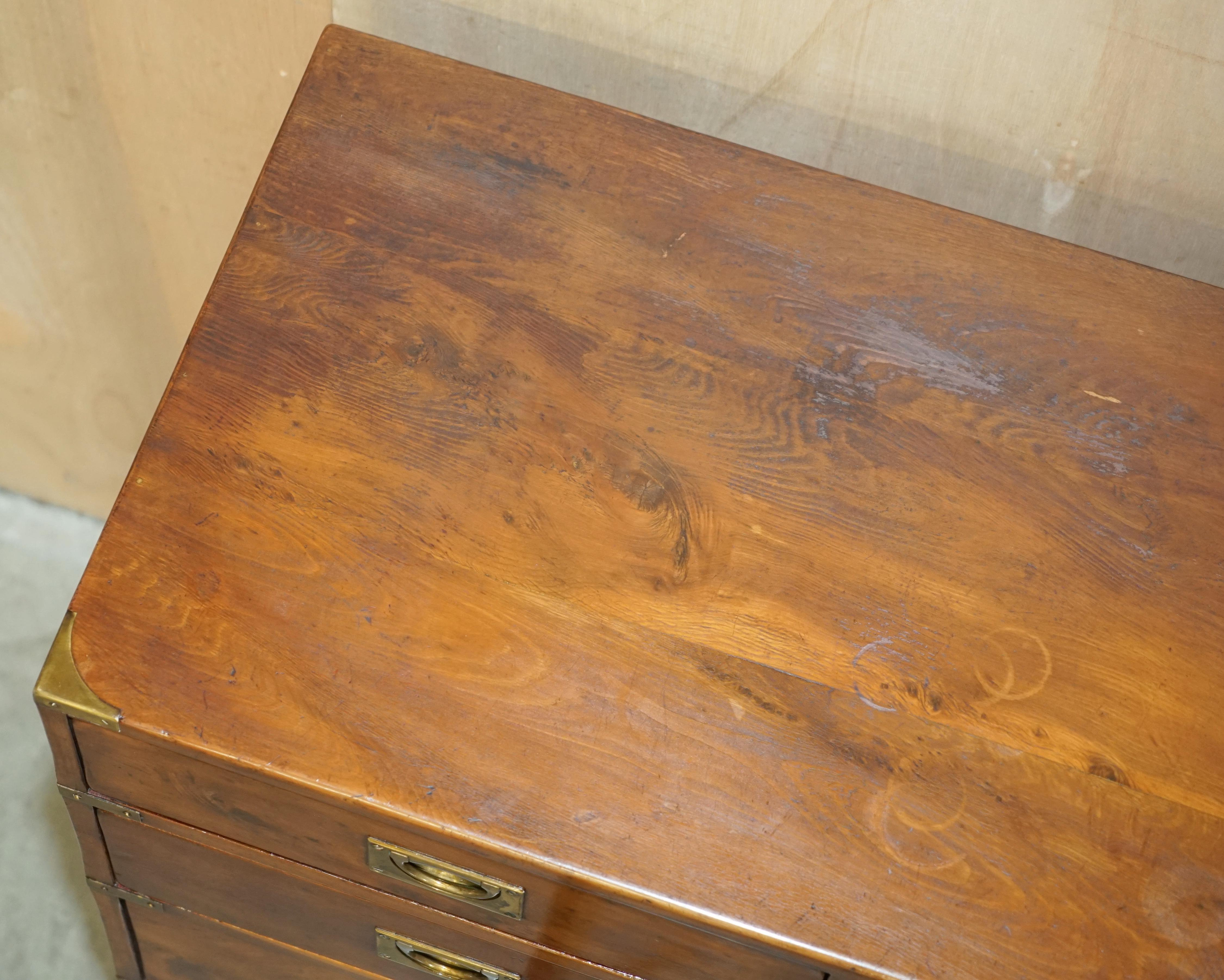 ViNTAGE 2 OVER 4 BURR ELM MILITARY CAMPAIGN CHEST OF DRAWERS LOVELY AND TALL 6