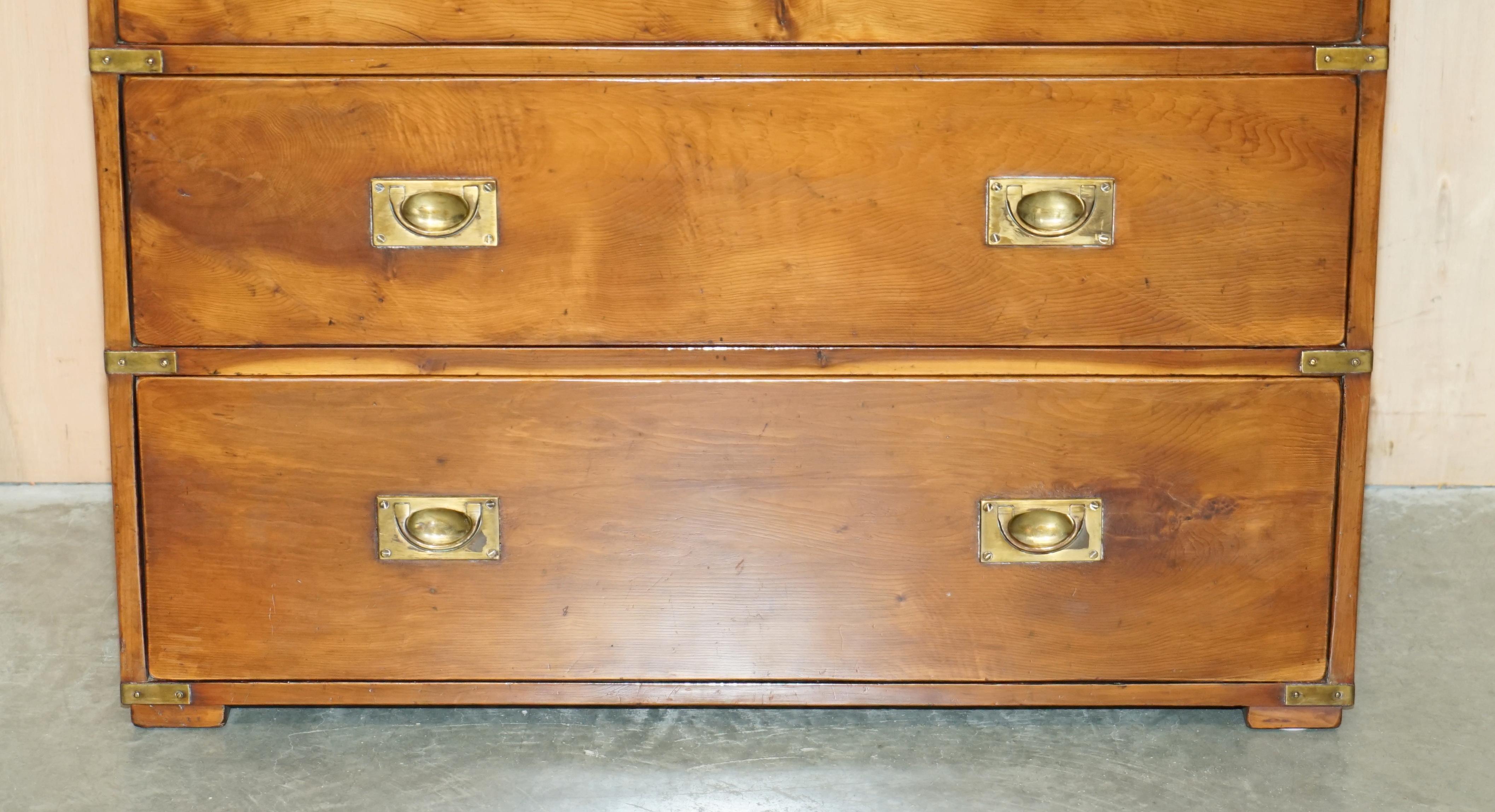 ViNTAGE 2 OVER 4 BURR ELM MILITARY CAMPAIGN CHEST OF DRAWERS LOVELY AND TALL 1