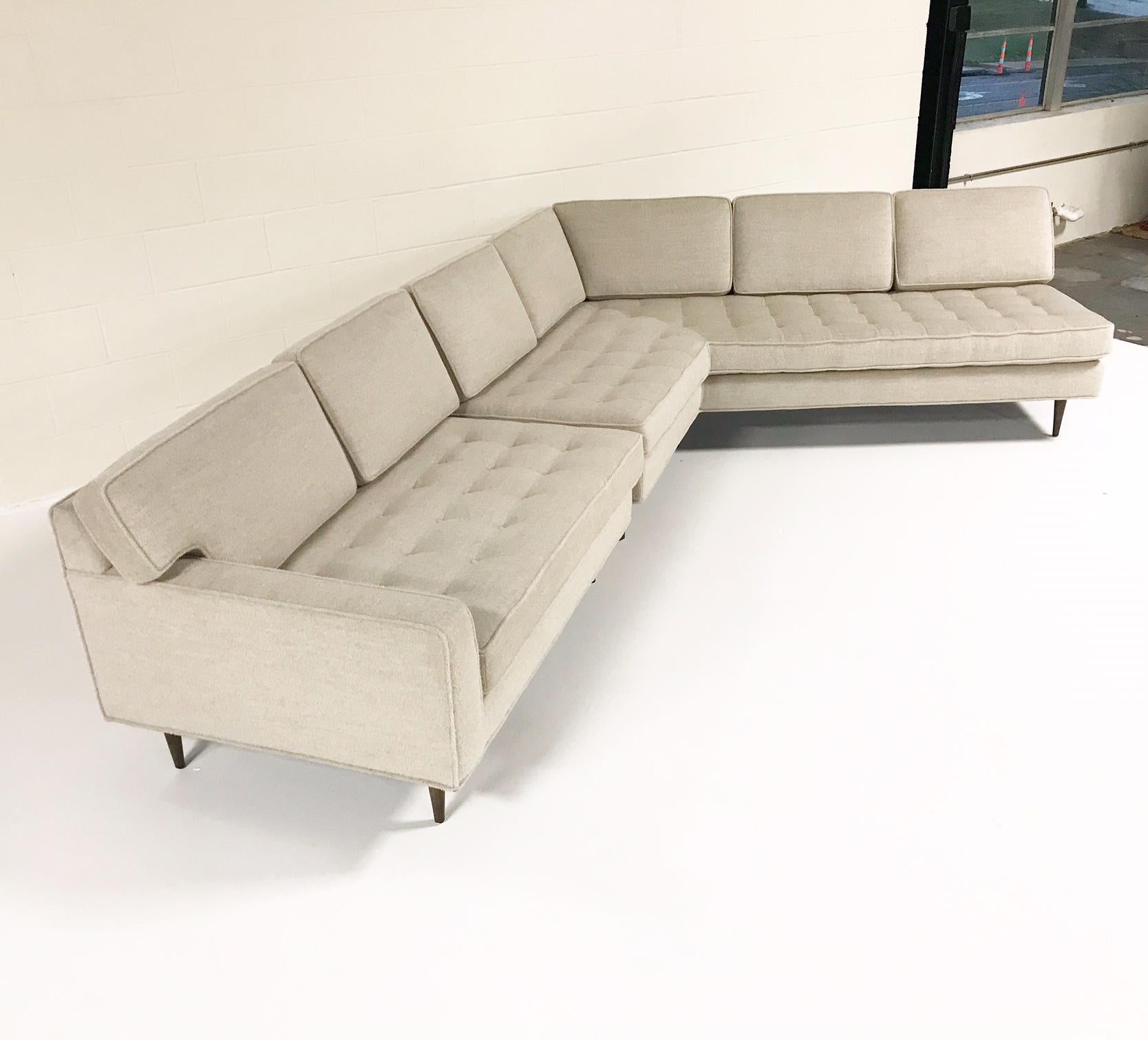 Vintage 2-Piece Sectional Sofa Restored in Gray Loro Piana Alpaca Wool 2
