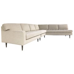 Retro 2-Piece Sectional Sofa Restored in Gray Loro Piana Alpaca Wool