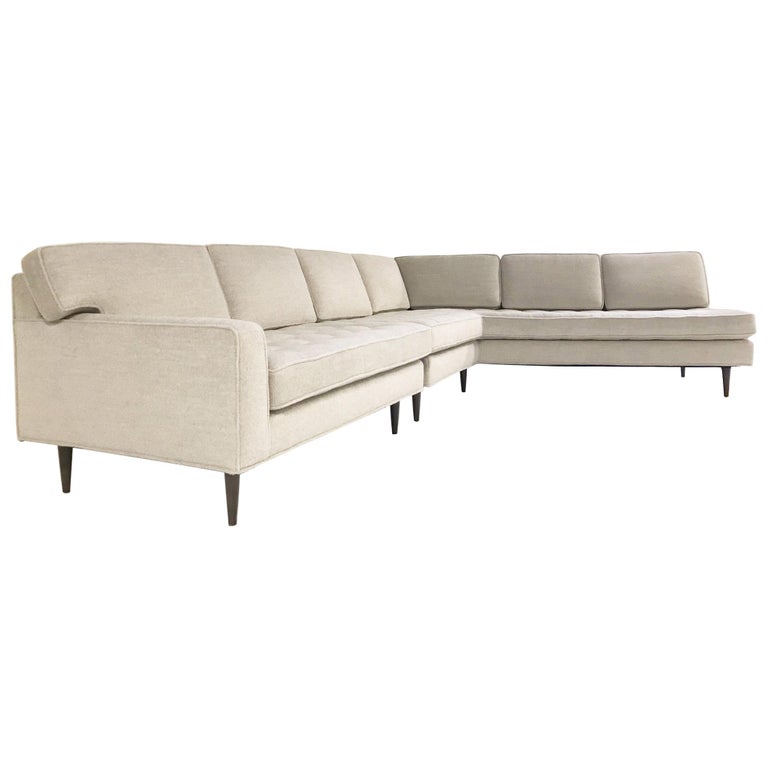 Vintage 2 Piece Sectional Sofa Restored In Gray Loro Piana Alpaca