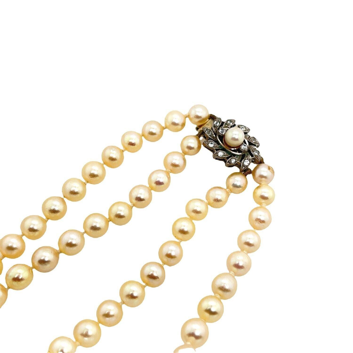 2 Reihen 6,8 mm Zuchtperlen-Halskette mit Silberverschluss (Perle) im Angebot
