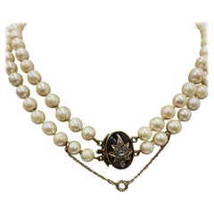 Collier de perles de culture vintage à 2 rangs