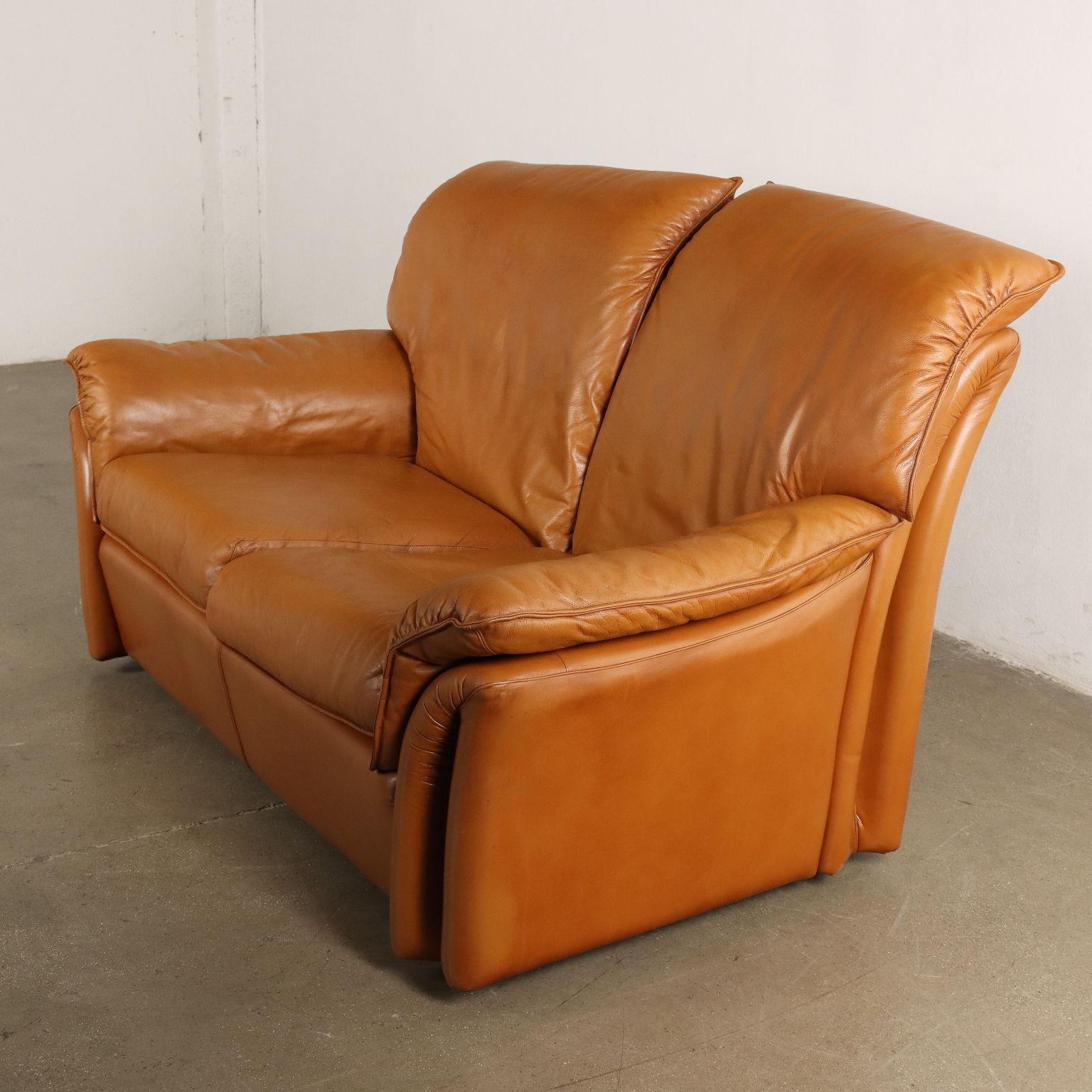 Mid-Century Modern Vintage 2 Seater Sofa Leather, Italy, 1980s