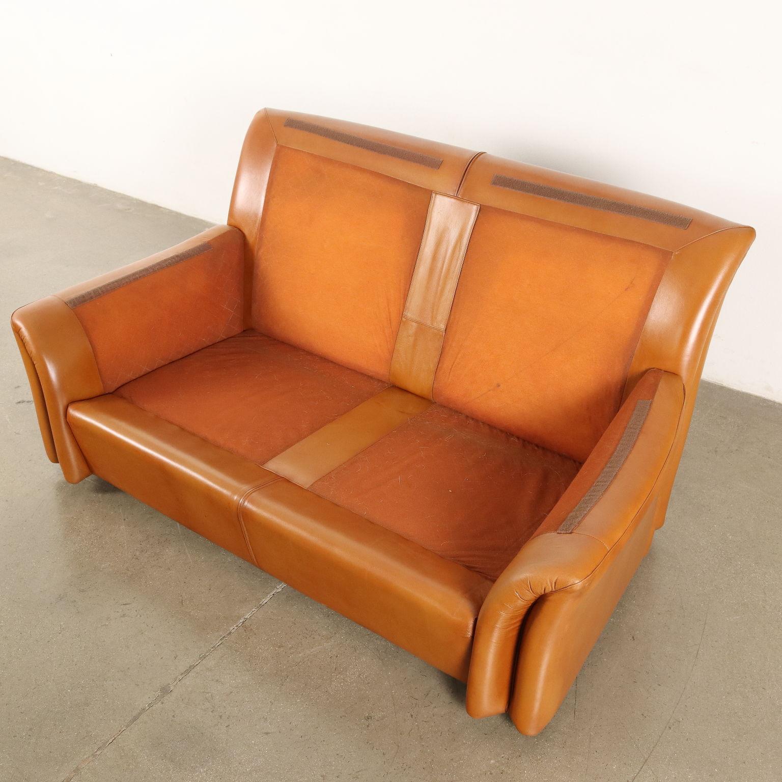 Vintage 2 Seater Sofa Leather, Italy, 1980s 2