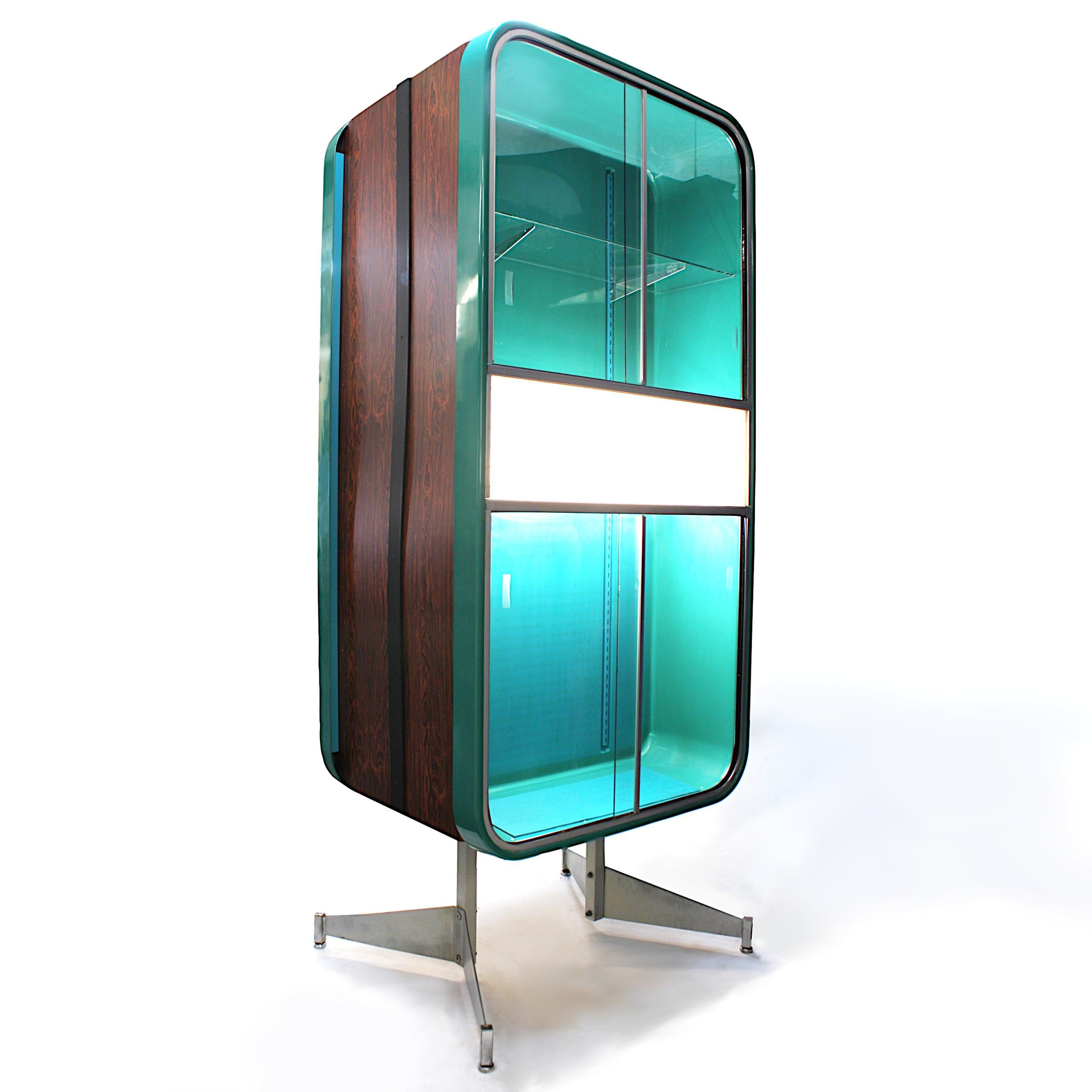 This seriously cool piece is a rare, original parts display cabinet from a 1960s GM dealership. Cabinet features 2 huge (36.5