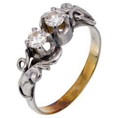 Vintage 2 stone diamond silver ring