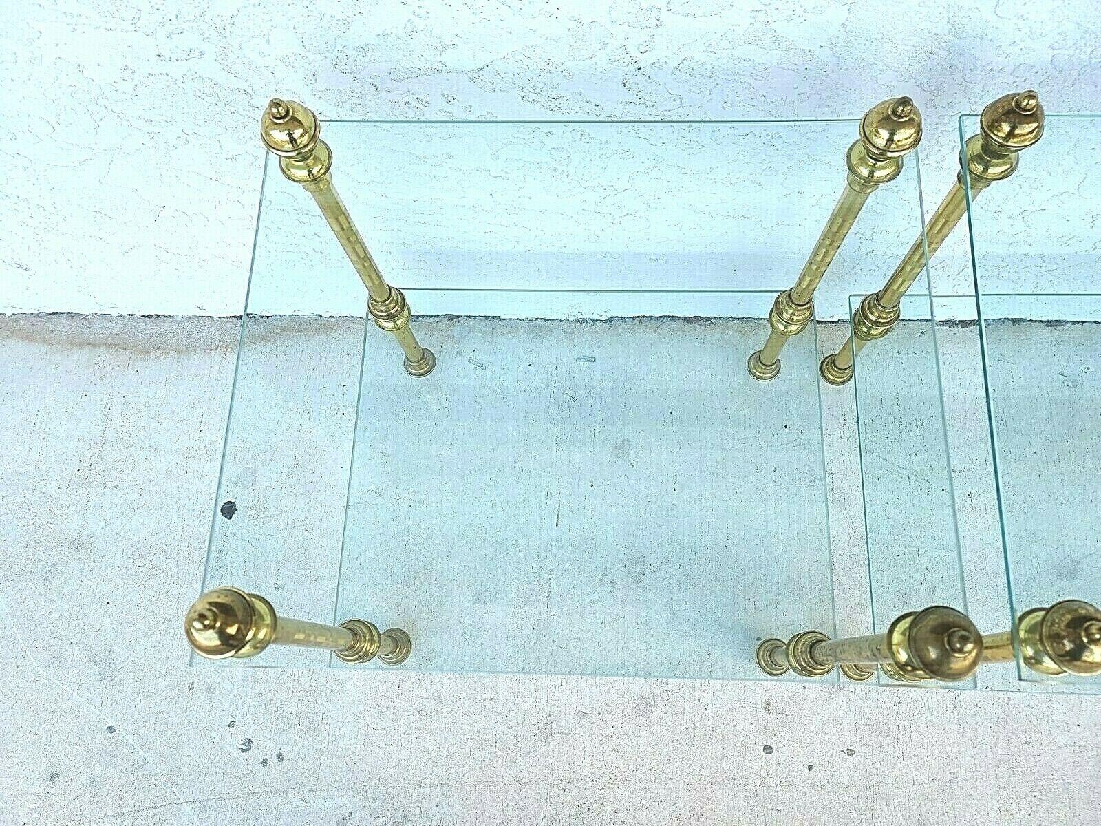 Vintage 2 Tier Brass & Glass Side End Tables Nightstands, Set of 2 In Good Condition For Sale In Lake Worth, FL