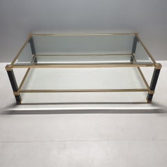 Vintage 2-tiers brass coffee table by Pierre Vandel, 1980s