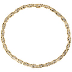 Collar vintage de cuerda de oro de 2 tonos con diamantes
