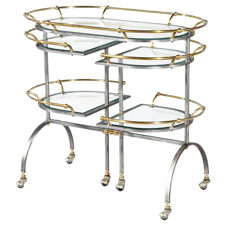 Vintage 2-Tone Metal Bar Cart in the manner of Edoardo Orlandi