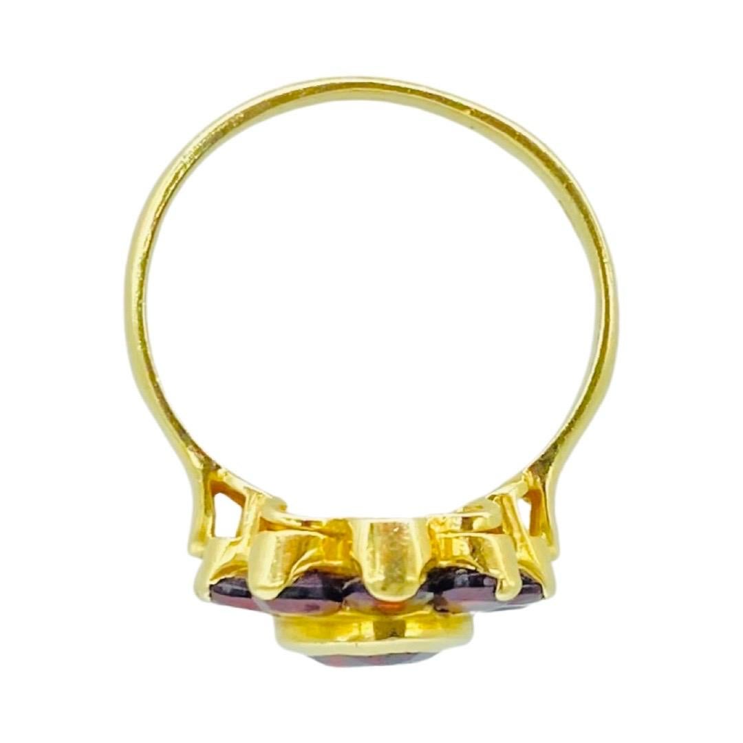Vintage 20 Carat Garnet Gemstones Set Earrings, Ring and Pendant 14k Gold Italy For Sale 9