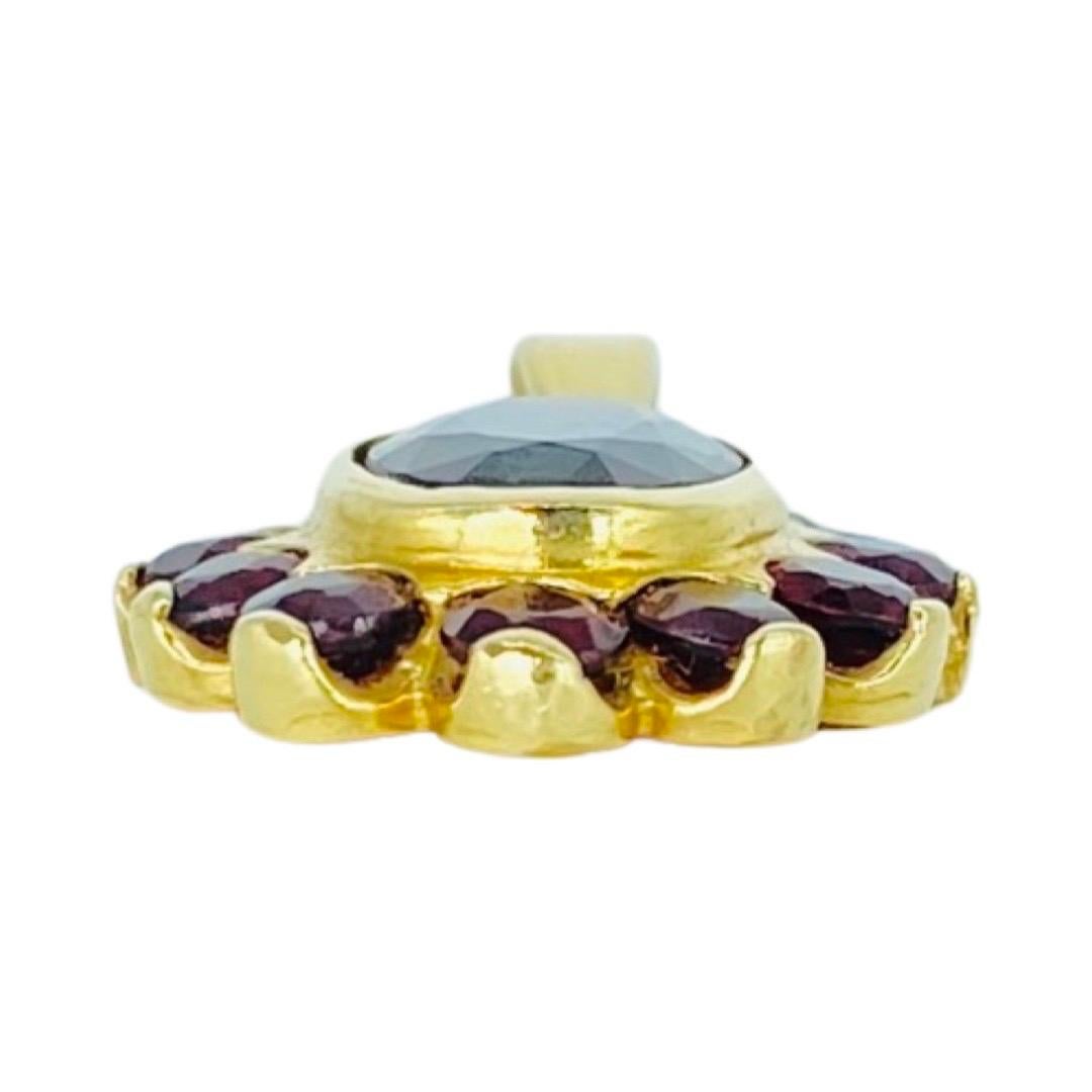 Vintage 20 Carat Garnet Gemstones Set Earrings, Ring and Pendant 14k Gold Italy For Sale 11