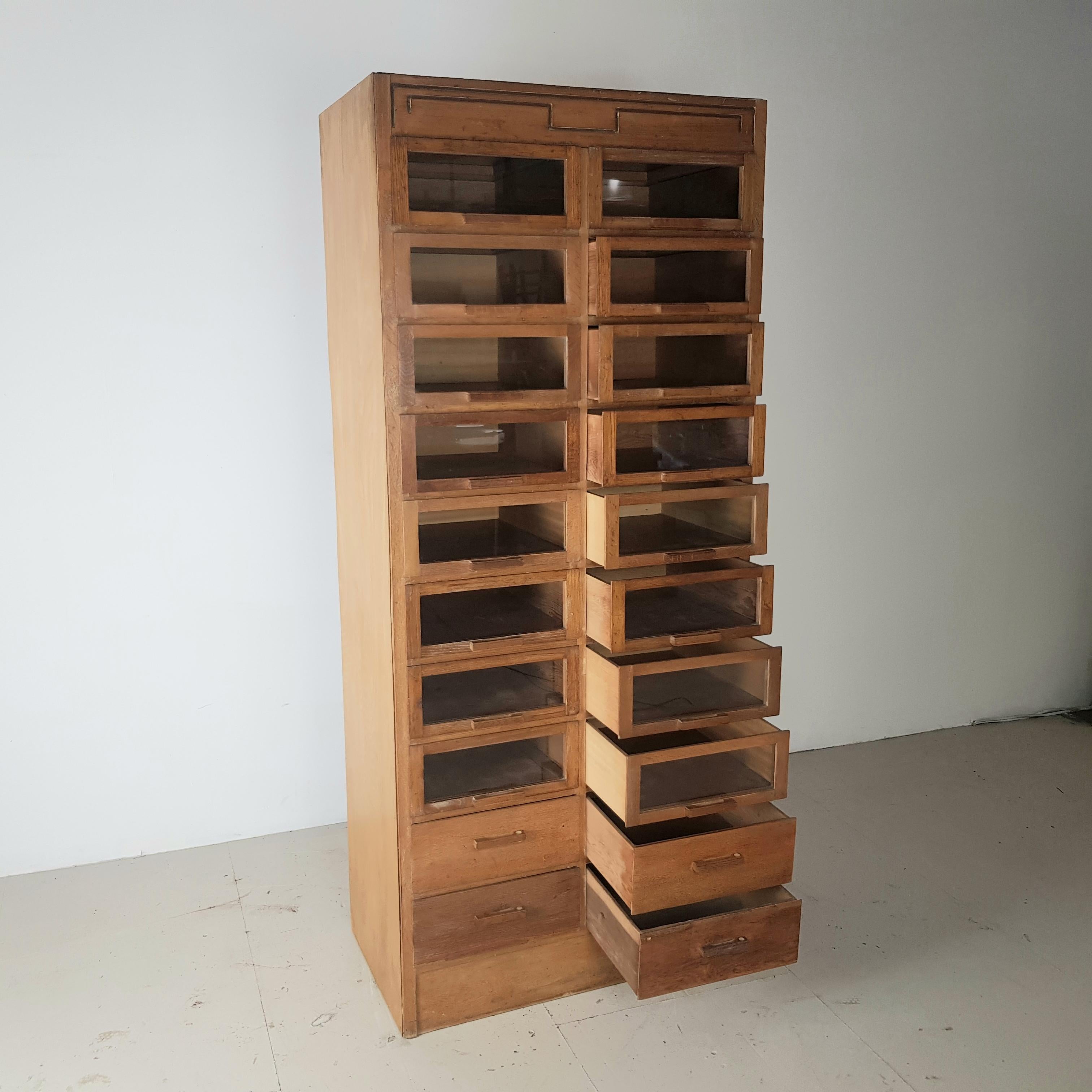 English Vintage 20-Drawer Haberdashery Cabinet Shop Display Made by Dudley & Co.