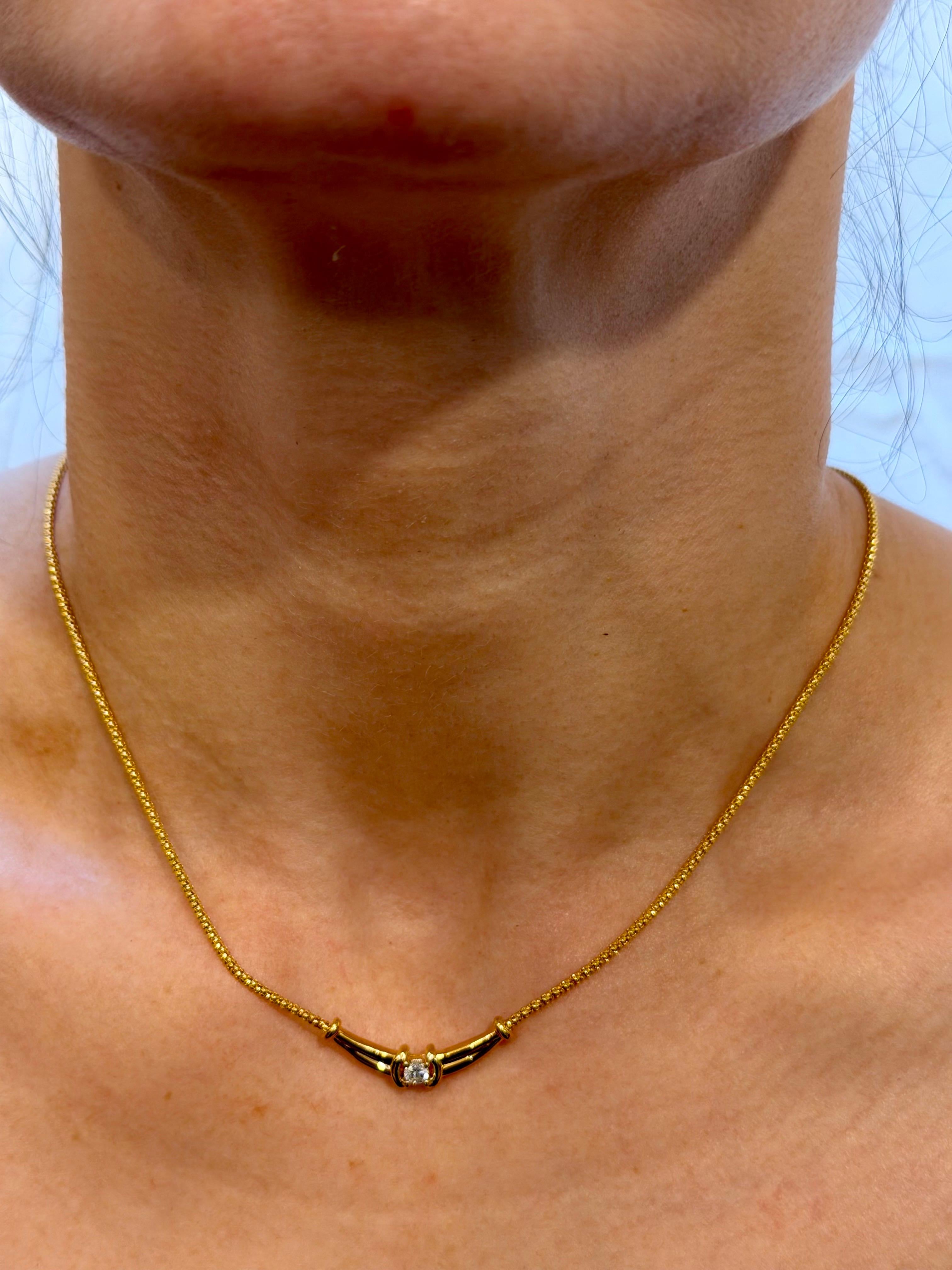Vintage 20 Pointer White Diamond Halskette 14 Karat Gelbgold, 18 Zoll lang im Angebot 7