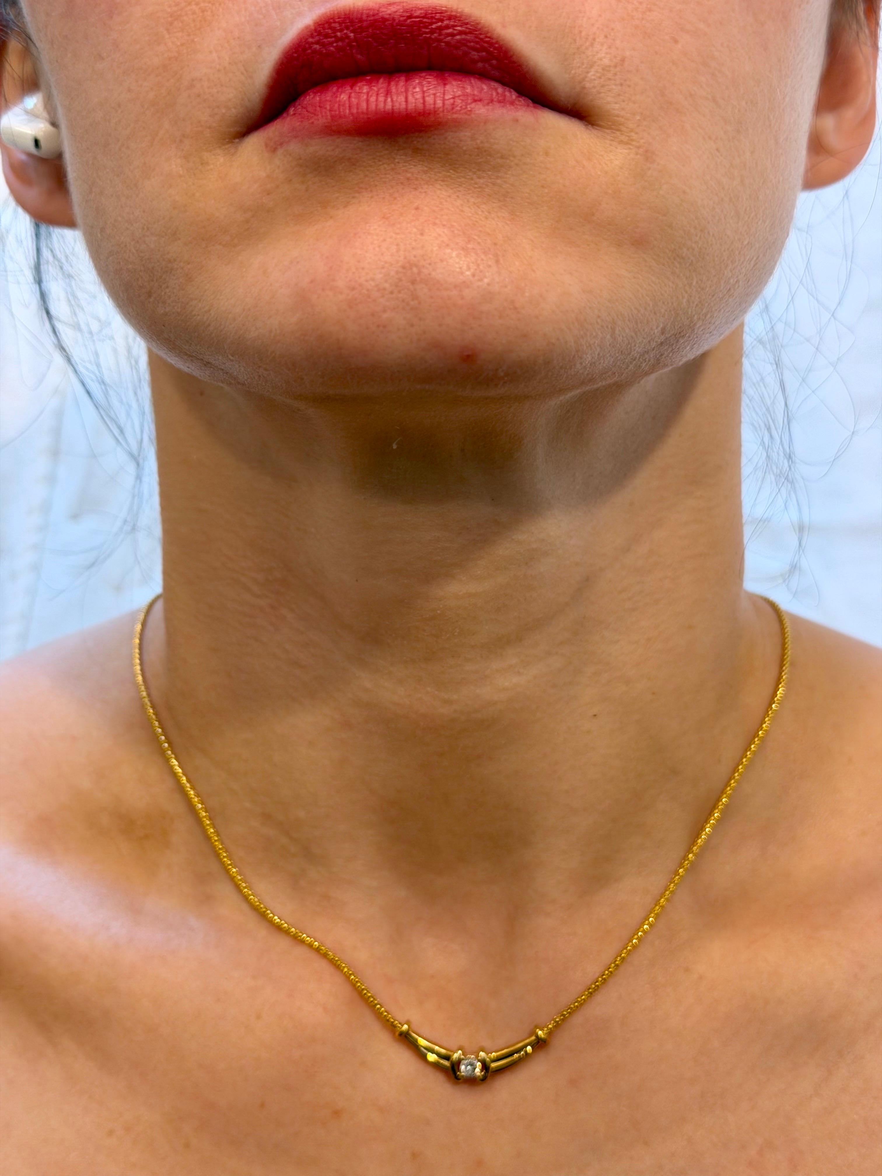 Vintage 20 Pointer White Diamond Halskette 14 Karat Gelbgold, 18 Zoll lang im Angebot 8