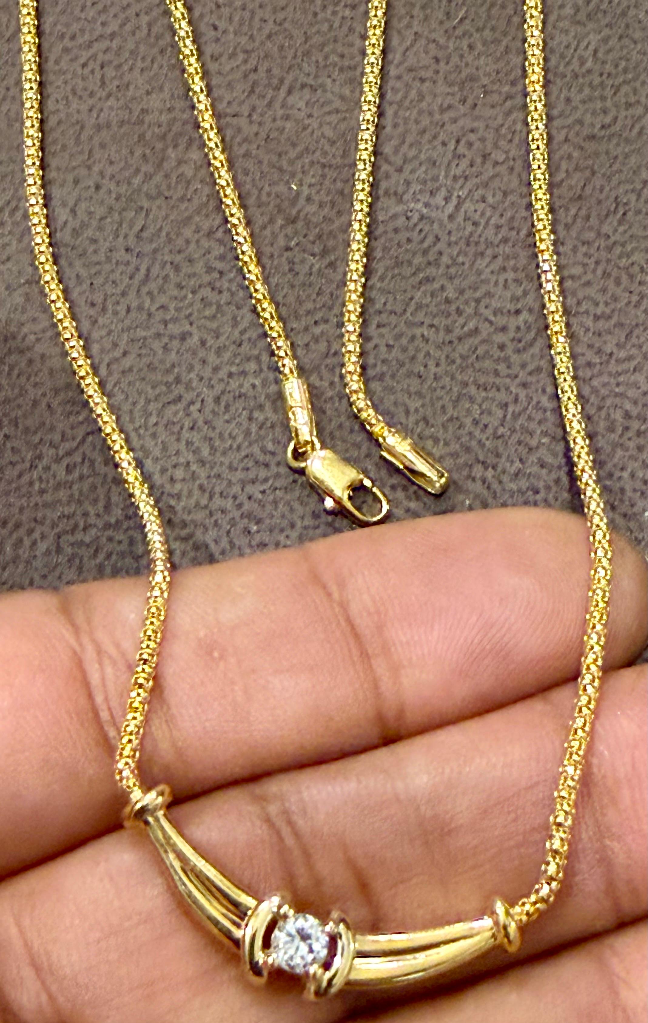 Vintage 20 Pointer White Diamond Halskette 14 Karat Gelbgold, 18 Zoll lang Damen im Angebot