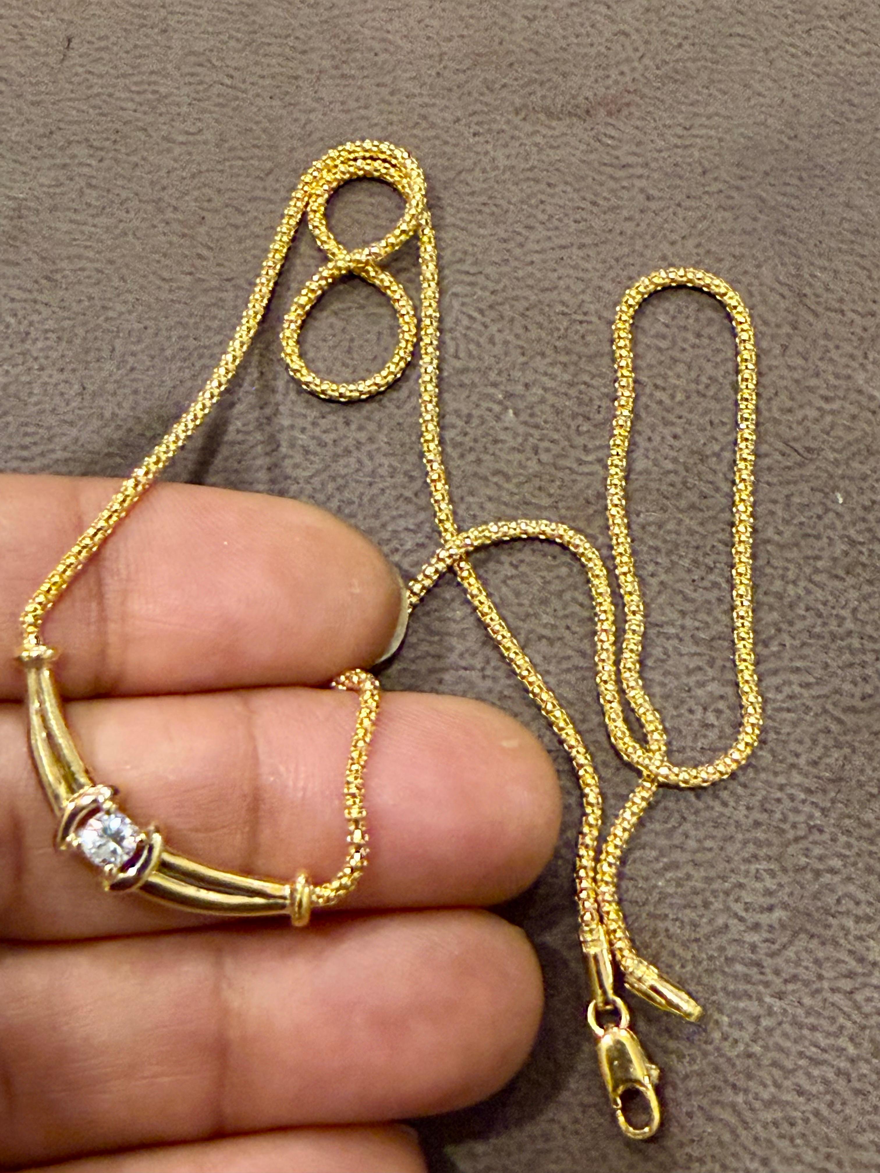 Vintage 20 Pointer White Diamond Halskette 14 Karat Gelbgold, 18 Zoll lang im Angebot 1