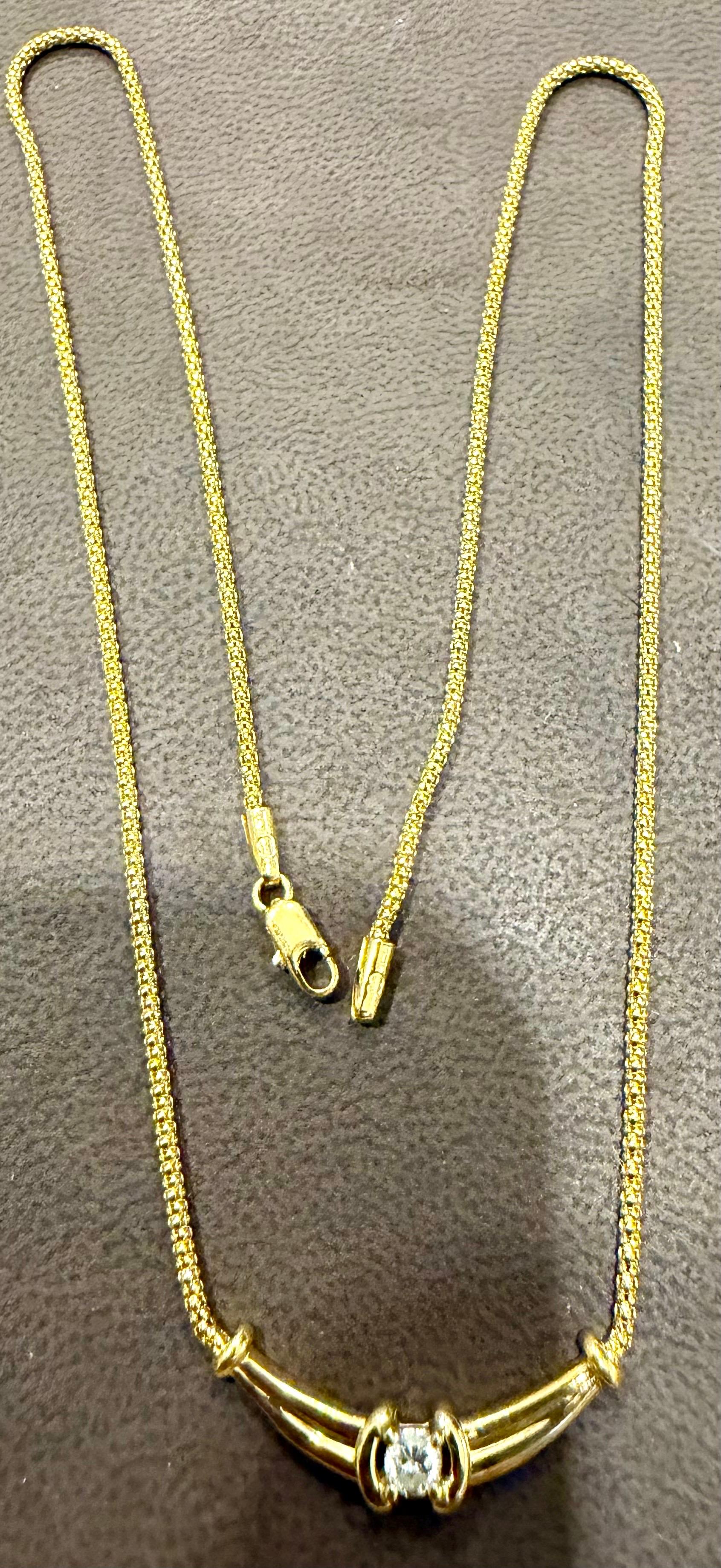 Vintage 20 Pointer White Diamond Halskette 14 Karat Gelbgold, 18 Zoll lang im Angebot 2