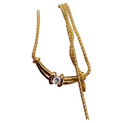 Vintage 20 Pointer White Diamond Necklace 14 Karat Yellow Gold, 18 Inch Long