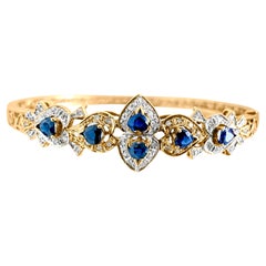 Vintage 2.00 Carat Blue Sapphire Diamond Bracelet