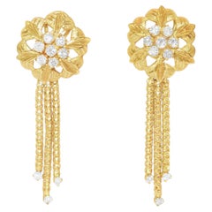 Vintage 2.00 Carat Diamond 18K Gold Dangle Earrings