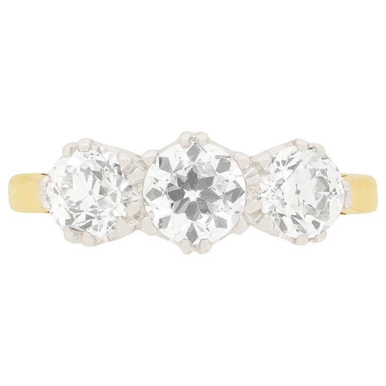 Vintage 2.00 Carat Diamond Three-Stone Ring, circa 1940s