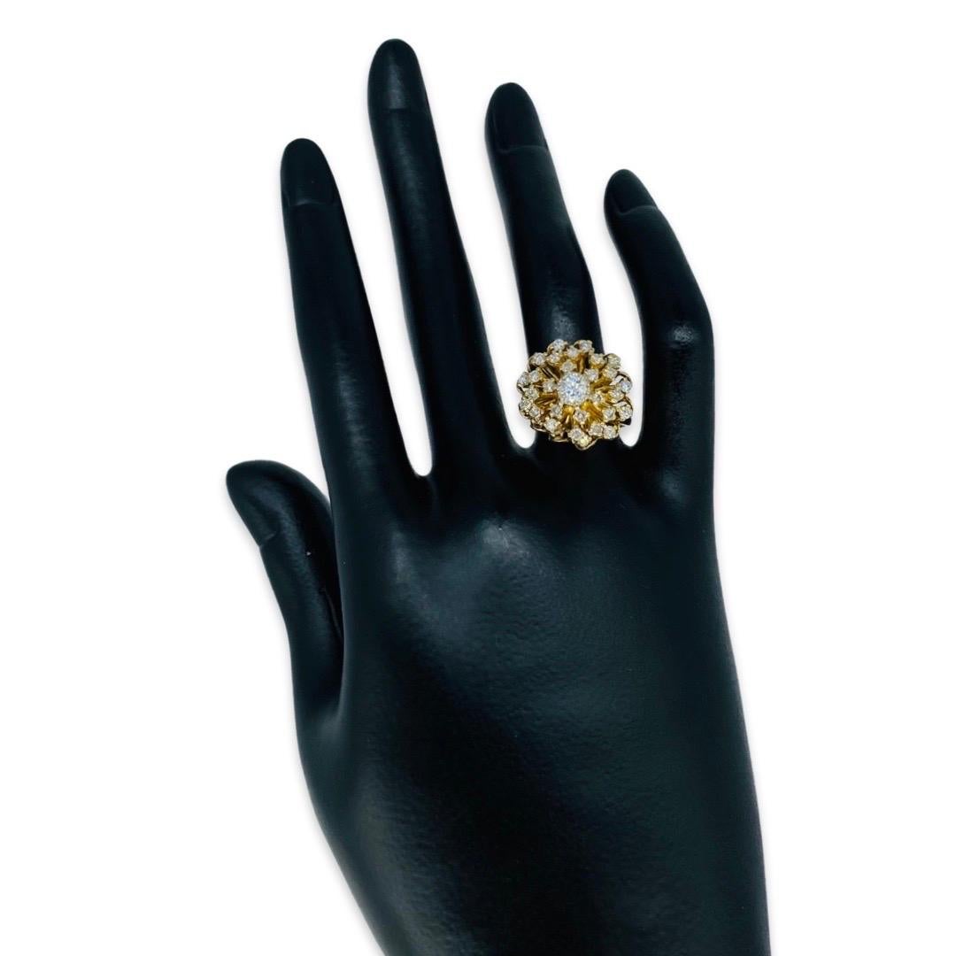 Vintage 2.00 Carat Diamonds Ballerina Ring 14k Gold. Elegant and sparkling diamonds in this ballerina style cocktail ring. The center diamonds weights approx 0.36 carat by formula and the total diamond carat weight is approx 2.00 round brilliant