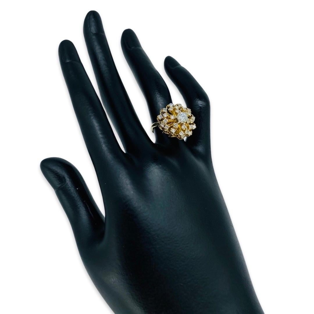 Vintage 2.00 Carat Diamonds Ballerina Cocktail Ring 14k Gold For Sale 2