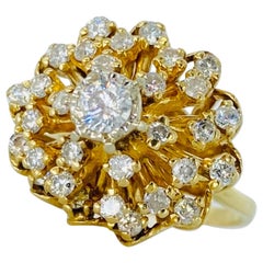 Retro 2.00 Carat Diamonds Ballerina Cocktail Ring 14k Gold