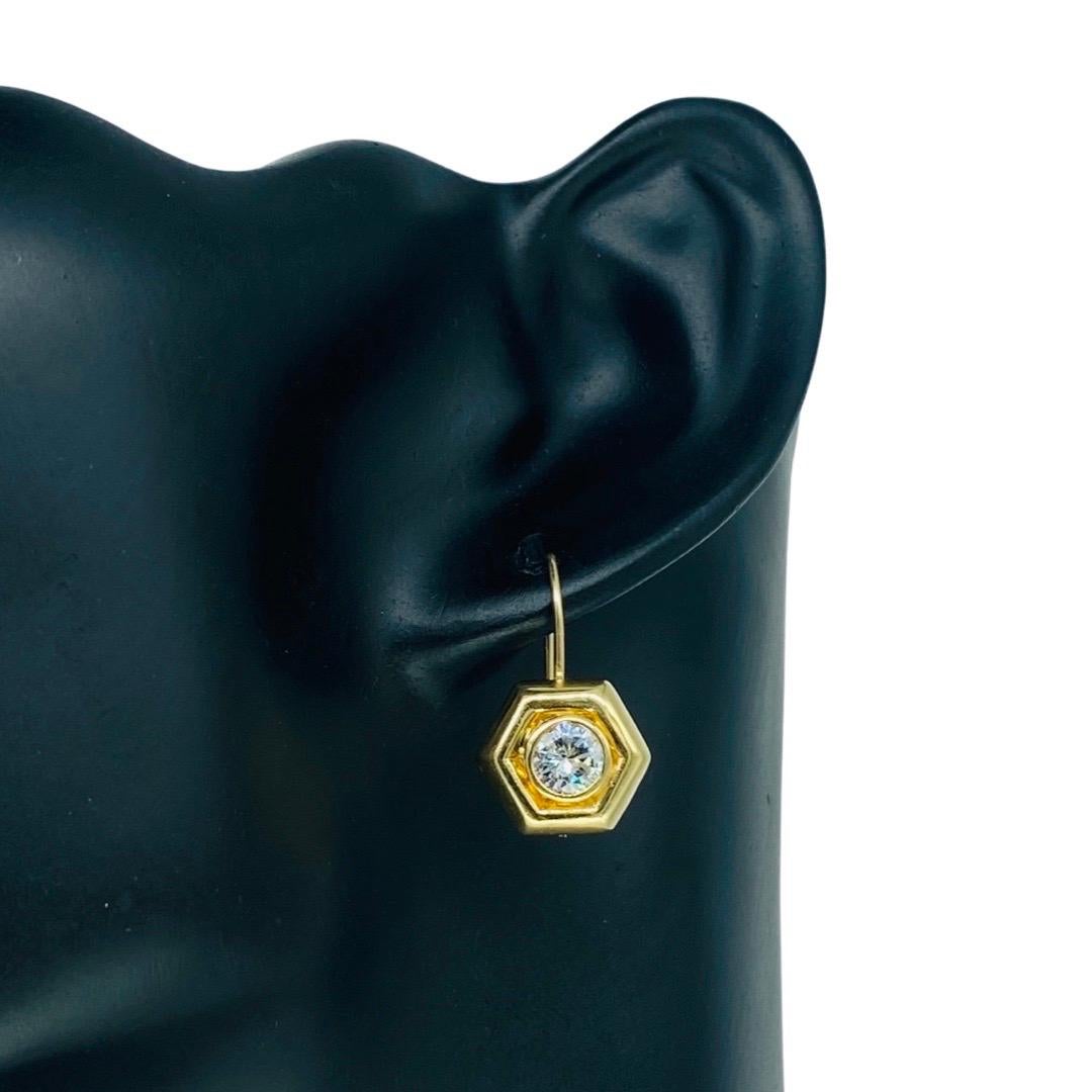 Vintage 2,00 Karat Diamanten Sechseck Hebel zurück Ohrringe 14k Gold im Zustand „Hervorragend“ im Angebot in Miami, FL