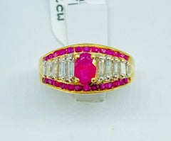 Vintage 2.00 Carat Diamonds & Ruby Engagement Ring