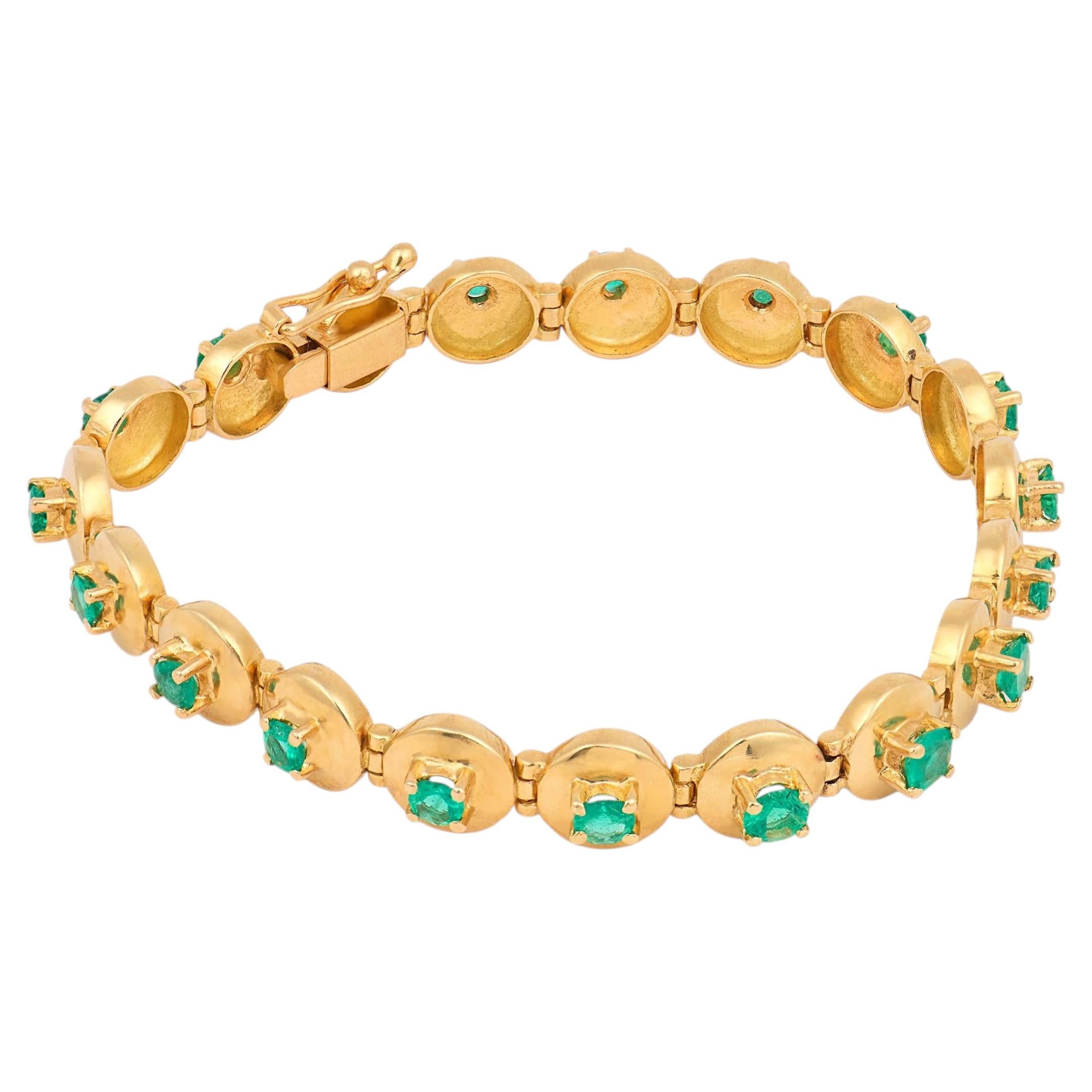 Bracciale vintage in oro giallo 18k con smeraldo da 2,00 carati