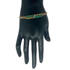 Vintage 2.00 Carat Emeralds and Diamonds Cuban Link Bracelet 14k Gold