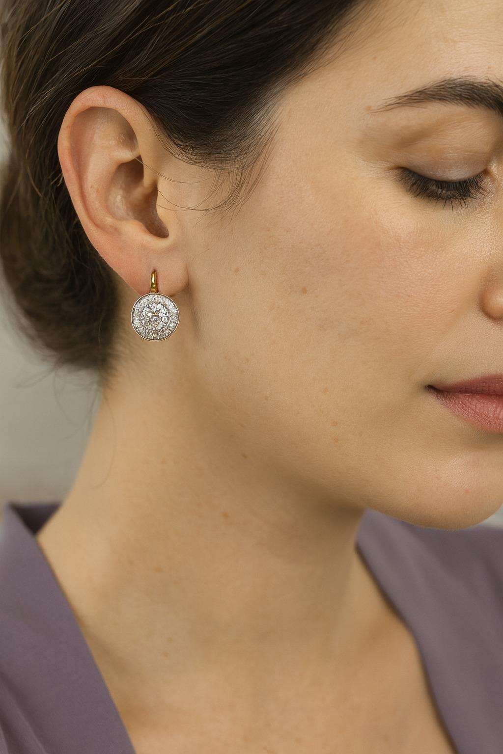 Vintage 2,00 Karat Old European Cut Diamant Platin über 14K Gold Tropfen Ohrringe (Art déco) im Angebot