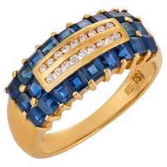 Bague vintage en or jaune 18 carats, sertie d'un saphir de 2,00 carats et d'un diamant