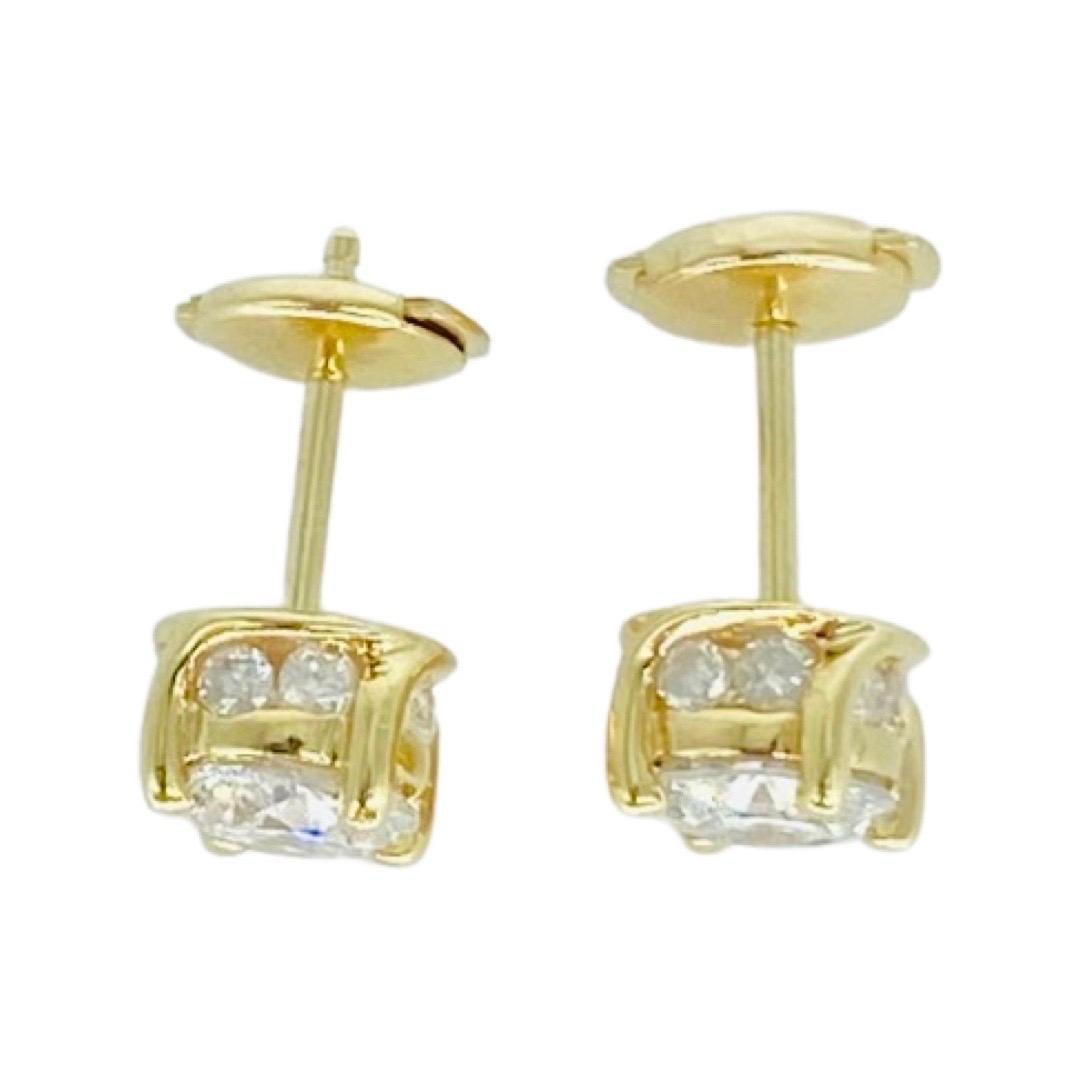Vintage 2.00 Carat Total Diamonds Designer Stud Earrings Patented Backing 14k For Sale 1