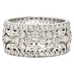 Vintage 2.00 Carats Diamond Platinum Floral Eternity Band Ring