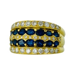 Vintage 2.00 Total Carat Weight Diamonds and Blue Spinel Band Ring 18k