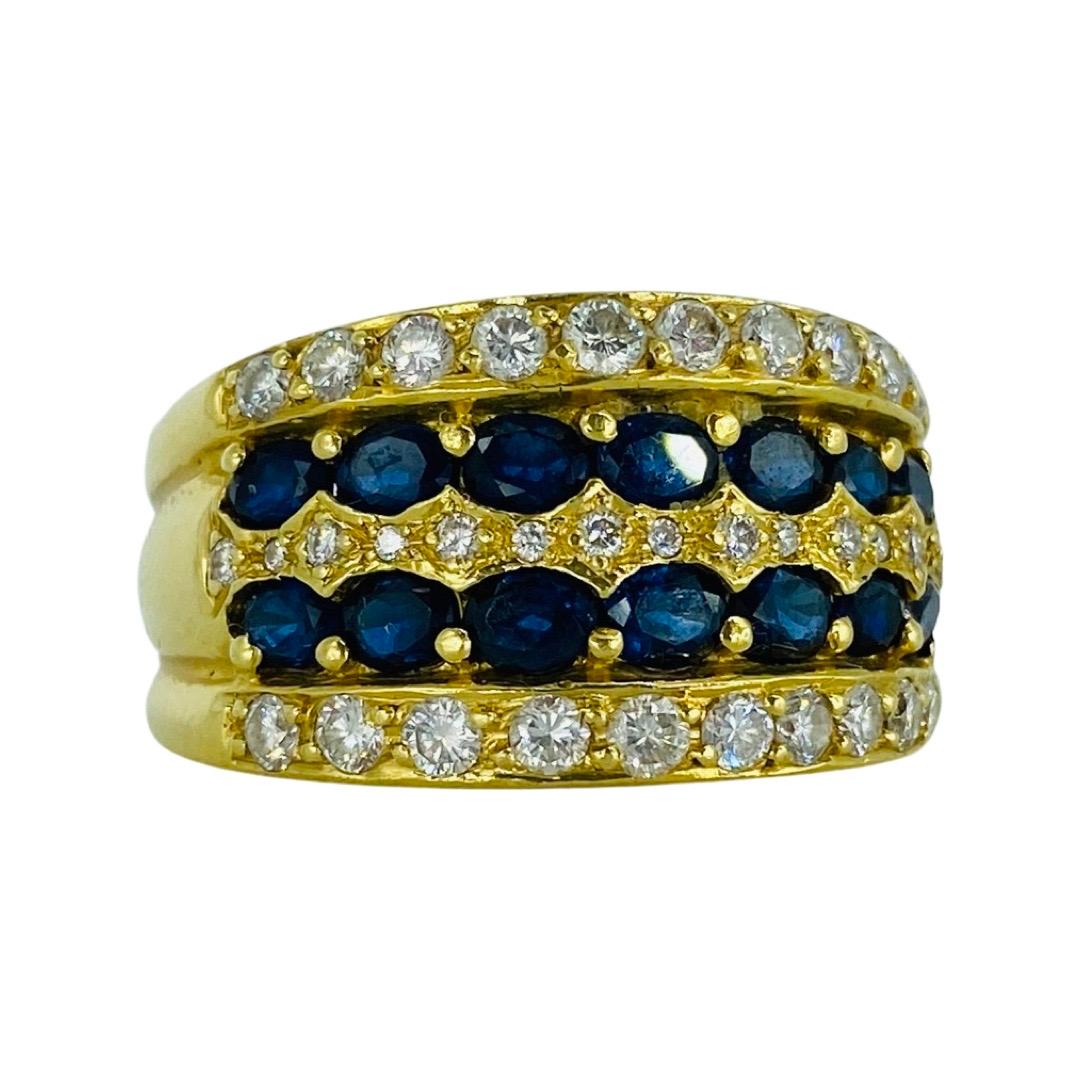Vintage 2,00 Gesamtkaratgewicht Diamanten und blauer Spinell Band Ring 18k (Rundschliff) im Angebot