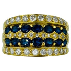 Anello vintage con diamanti e spinello blu, peso totale di 2,00 carati, 18 ct.