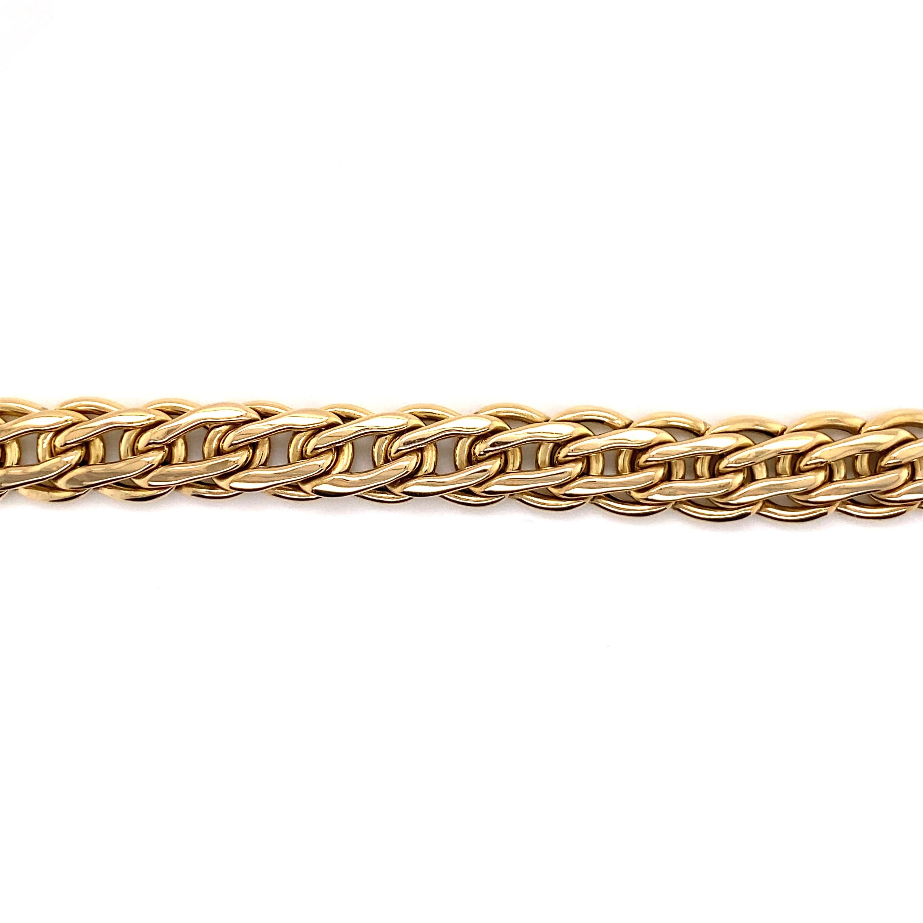Modern Vintage 2000 14 Karat Yellow Gold Italian Wide Link Necklace For Sale