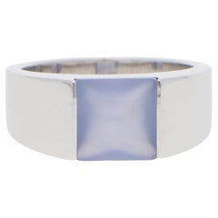 Vintage 2000 Cartier Tank Chalcedony Ring in White Gold