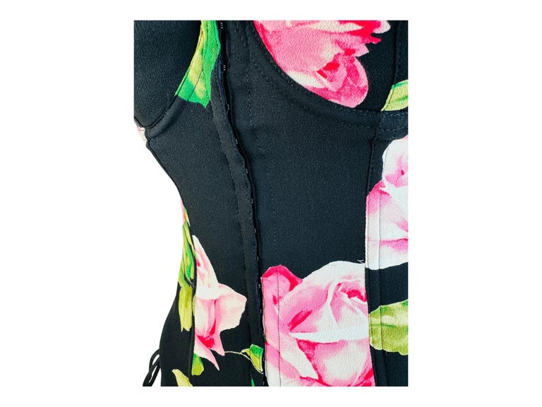 Robe Vintage Dolce & Gabbana En Soie Fleurie - Taille S, Années 2000, Style Cocktail - Neuf Sans Étiquette