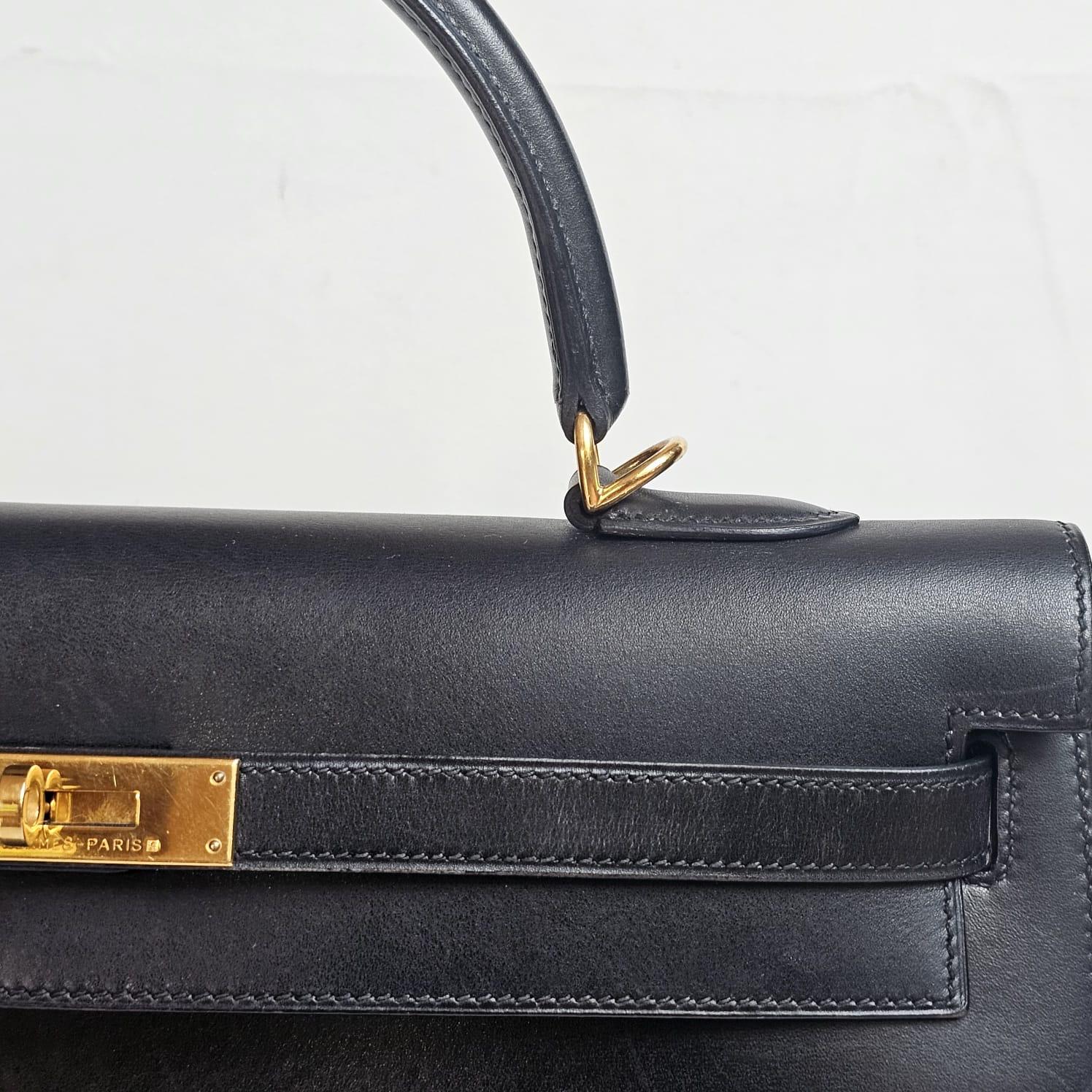 Vintage 2000 Hermes Black Box Leather Kelly 35 Bag 3