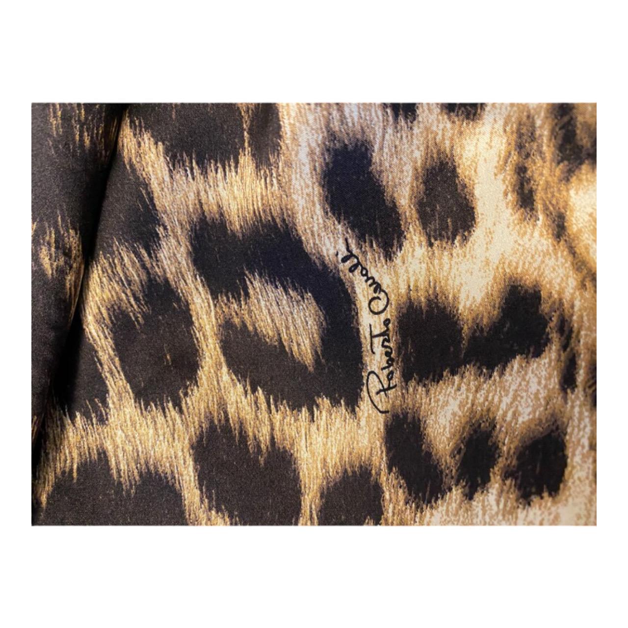 Vintage 2000 Y2K Roberto Cavalli Silk Leopard Animal Print Bias Maxi Train Dress For Sale 5